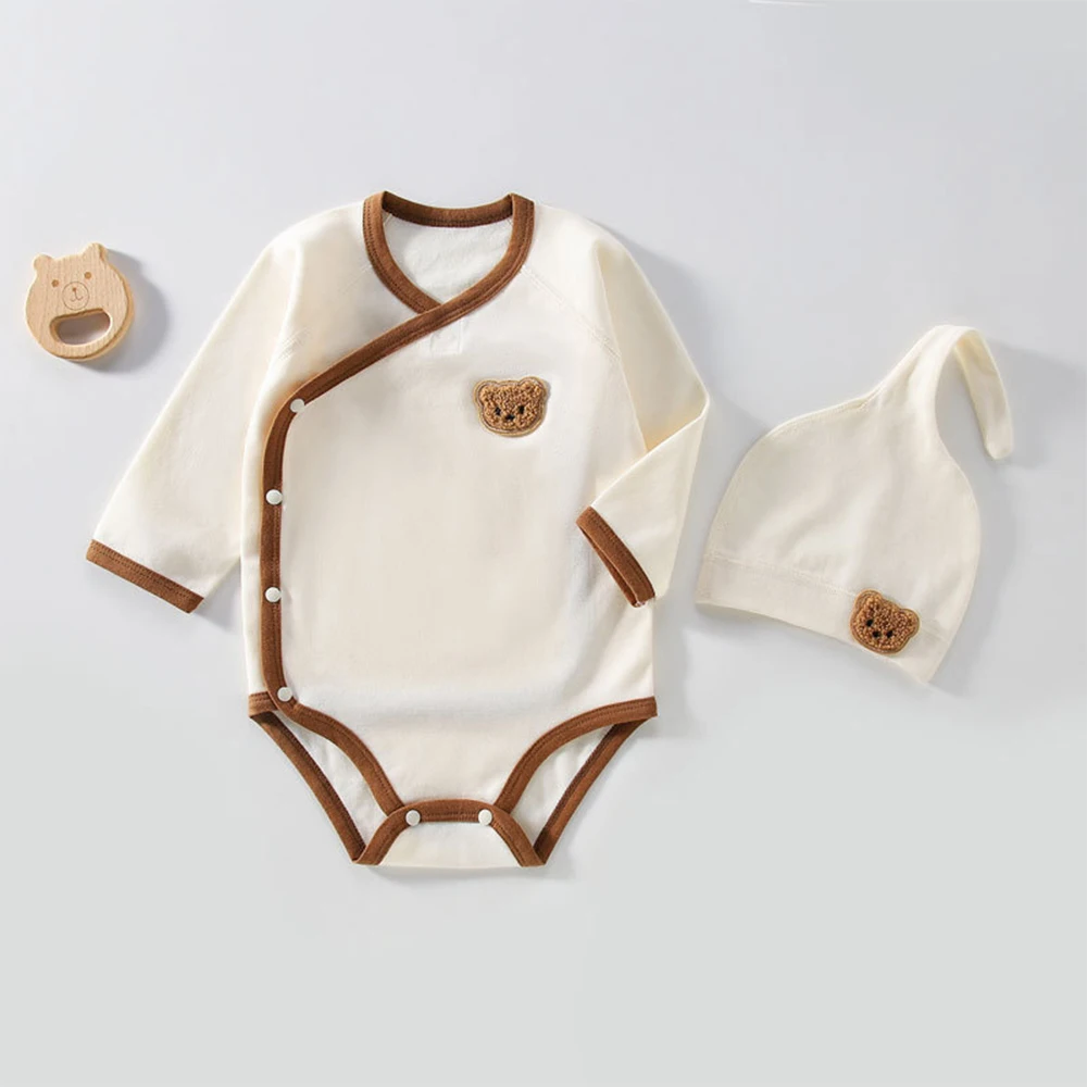 Name Custom Baby Shirt Spring and Autumn Baby Triangle Pure Cotton Boneless Embroidery Newborn Long Sleeve Printed Jumpsuit