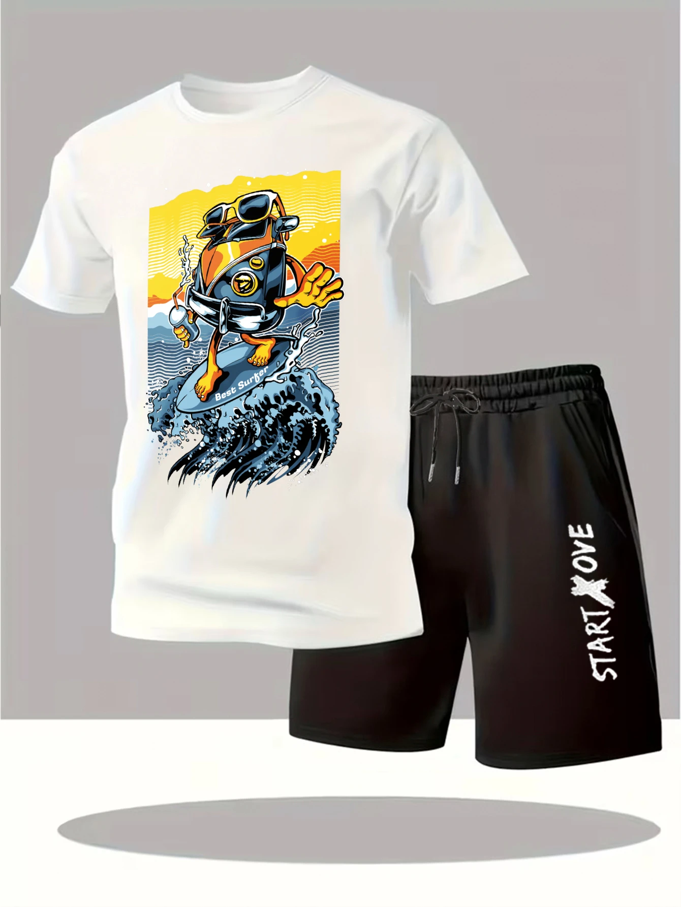 

Мужские комплекты 2025: Новинка! Модный принтованный костюм с коротким рукавом, спортивный костюм, мужские штаны Y2K, тренировочные костюмы, мужские костюмы