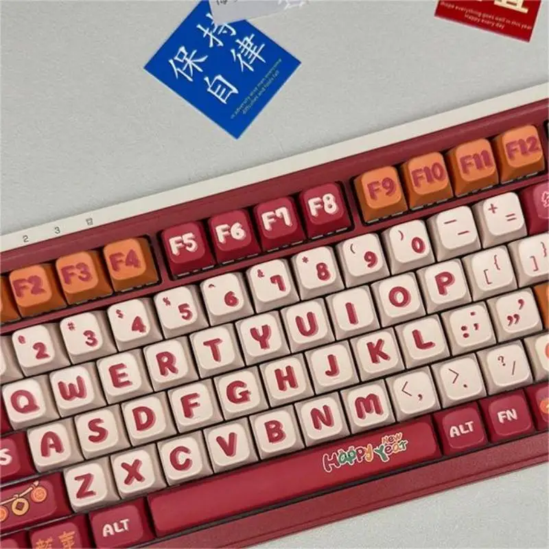 132 Keycaps PBT Dye-Sublimation MDA Profile For Office Or Women Personalized Red The Year Of TheLoong  Theme Style Customization