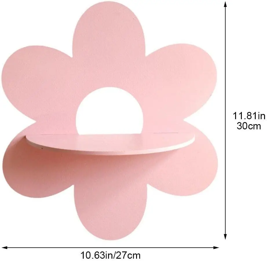 Flower Shape Wall Storage Holder Wooden Wall Art Wall Decoration Floating Plant Shelf For Bathroom Home Room Decor Gift Bedroom view 6