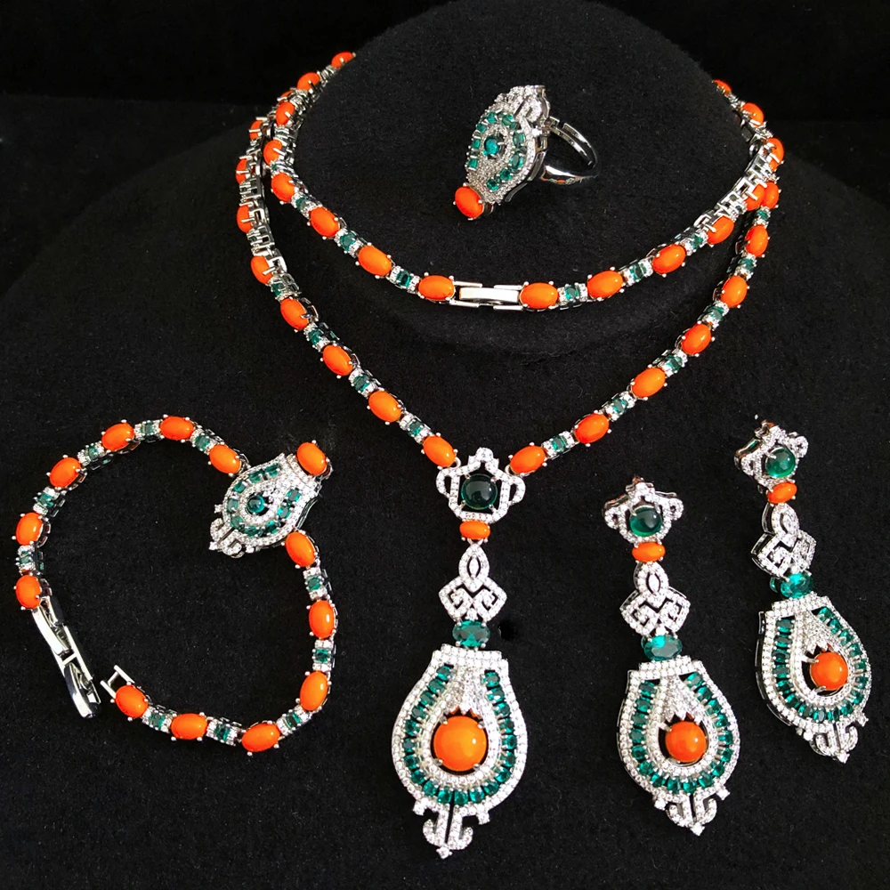 

GODKI New Fashion Turquoise UAE Dubai Bridal Jewelry Set For Women Wedding Party Nigerian African Necklace Earring Set