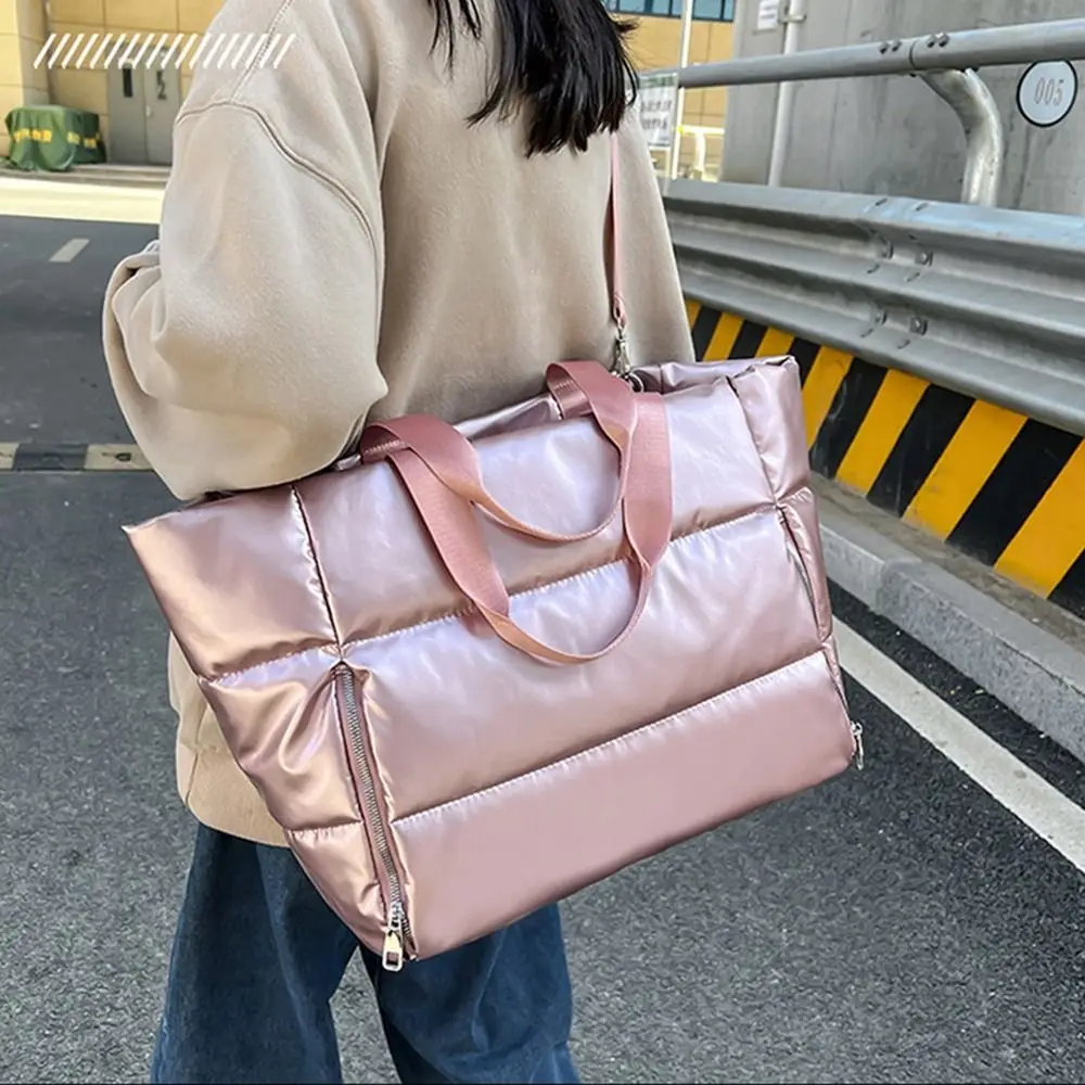 Women\'s Large Capacity Shoulder Bag Waterproof Nylon Bag Women\'s Space Cotton Feather Down Bag Shoulder Strap Large Bag 2024 New