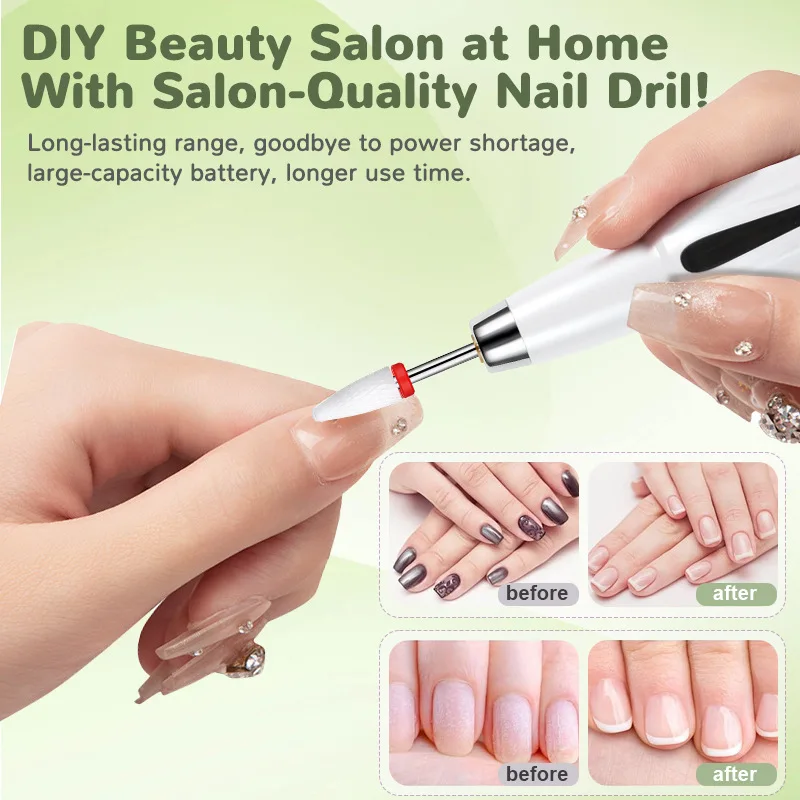 New Low-Noise Electric Nail Grinder, Rechargeable & Portable Nail Polisher for Home Manicure/Pedicure