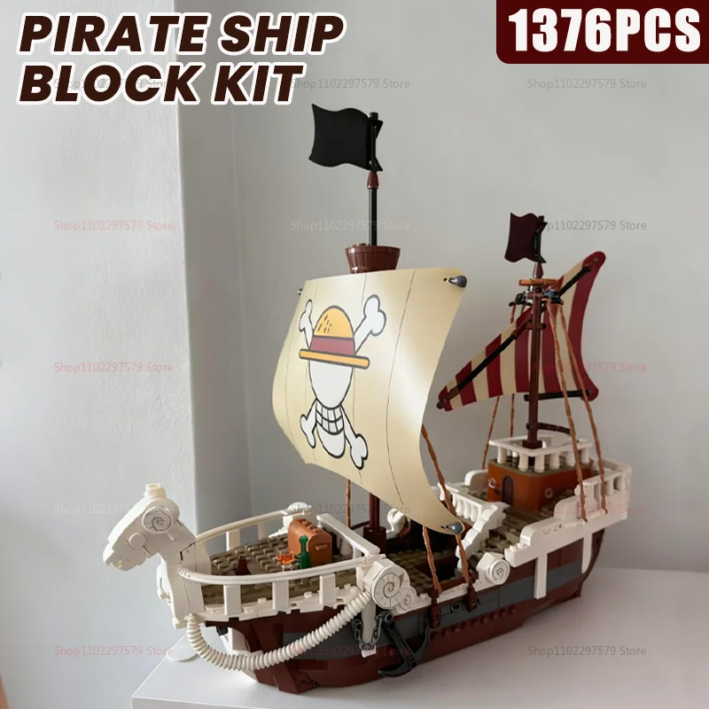 2025 New Pirate Ship 1376PCS MOC-75639 Going Merry Model Kit Custom Warship Puzzles DIY Assembly Creative Kids Gift Building Set