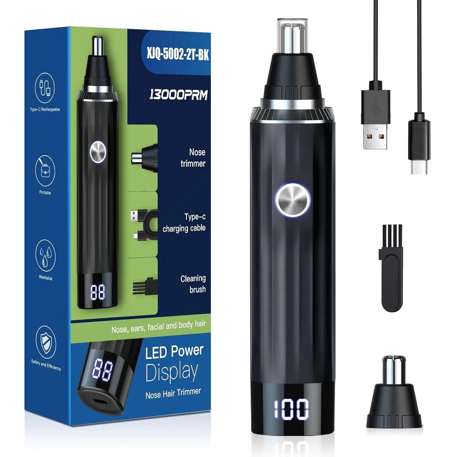 

Перезаряжаемый триммер для волос 2-в-1 с LED-дисплеем 2025 года для мужчин и женщин, безболезненный триммер для бровей и лица с мощным мотором