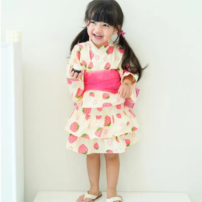 

Girls's Summer Clothes Sets Kids Yukata Cotton Breathable Clothes Set Children's Simple Long Sleeves Printed Sleepwear SuitLI125