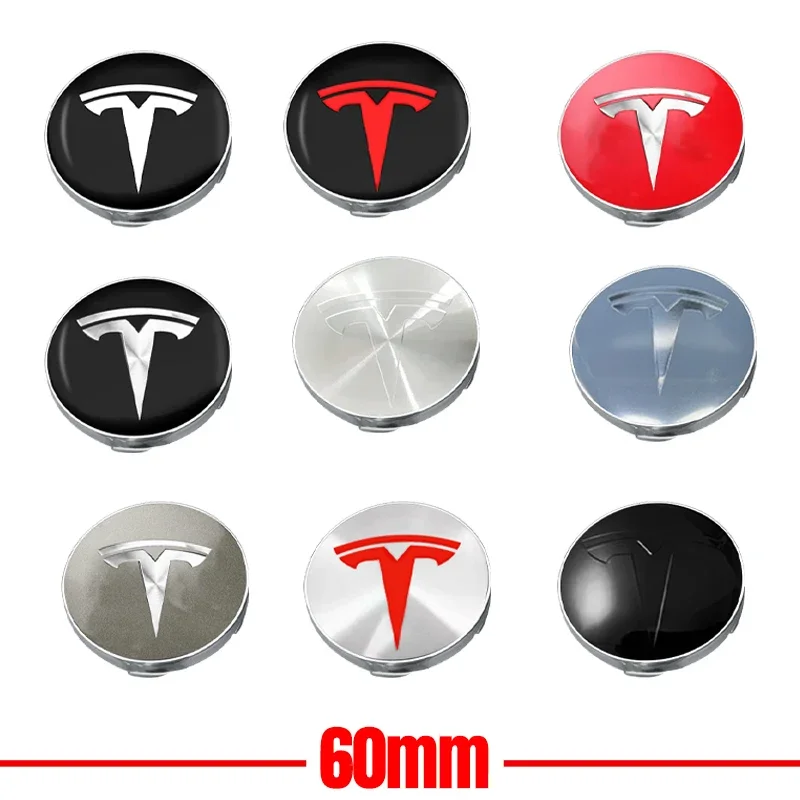 4pcs 60mm Tesla Hub Cap Center Cap Logo High Quality Sticker for Tesla Model 3 Y S X Personalized Car Sticker Car Accessories