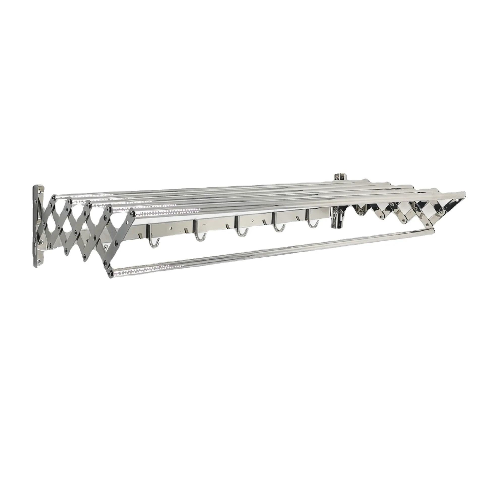 No Punching 304 Stainless Steel Telescopic Towel Rack Bathroom Stretching Activity Folding Towel Shelf Balcony Drying Racks