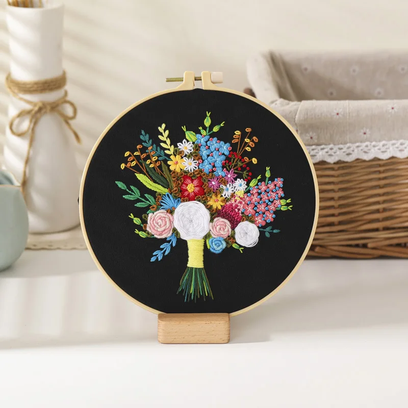 Clean Sale!! DIY Embroidery Kit Cross Stitch Set for Beginner Flower Pattern Printed Sewing Art Craft Painting Home Decor Gift