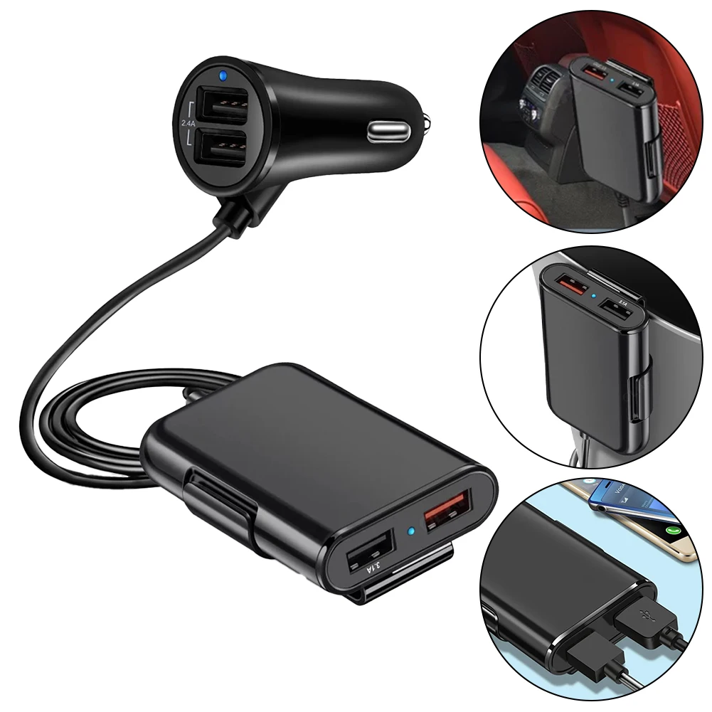 5 USB Ports Charger 30W Quick Charger 12V-24V Voltage 4 USB Ports Charger Fast Charging Capability Multiple Device Charging