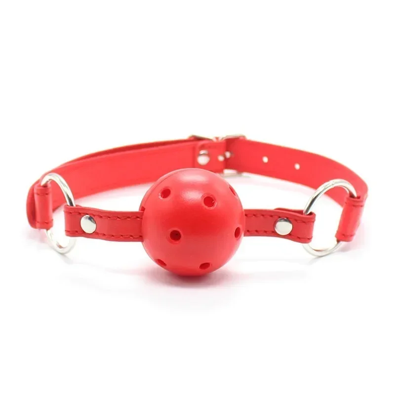 PU Leather Open Mouth Ball Gag, Sex Bondage, Acessórios Exóticos, Produtos Orais para Casais, Multi Cores, SM Sex Toys