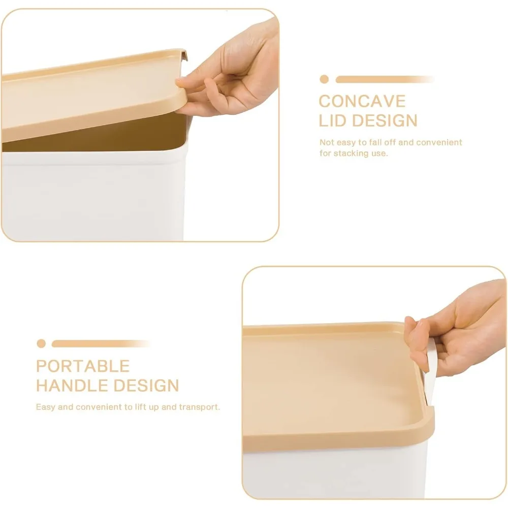 حاويات تخزين بيضاء كبيرة مكونة من 5 قطع مع أغطية وصناديق تنظيم بلاستيكية للمنزل والمكتب