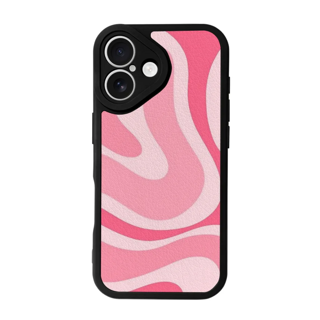 Phone Case For iPhone 16 Pro Max Silicone Skin Case Modern Retro Liquid Swirl Abstract Pattern in Candy Pink