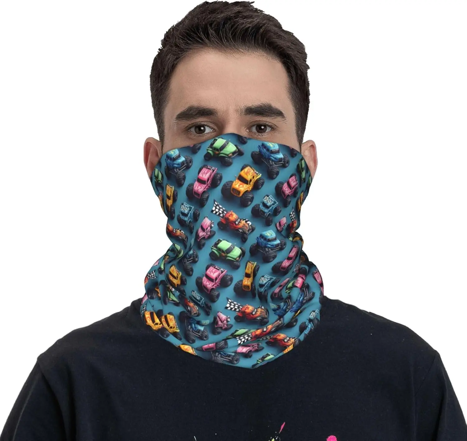 Neck Gaiters for Men Women Cool Off-Road Trucks Print Bandanas Balaclava Half Face Mask Cover Neck Scarf