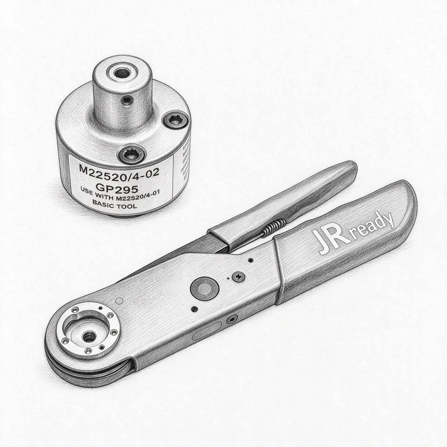 JRready JRD-AS4 Crimp Tool (M22520/4-01), Four-Way Indent Crimper for RG/U 174 178B 196A 188A 136, with GP295 (M22520/4-02)