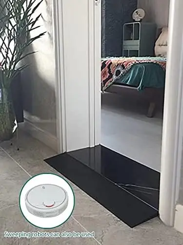 1.6인치 고무 휠체어 경사로 (문턱, 욕실용) - 블랙, 1500파운드(약 680kg) 지지