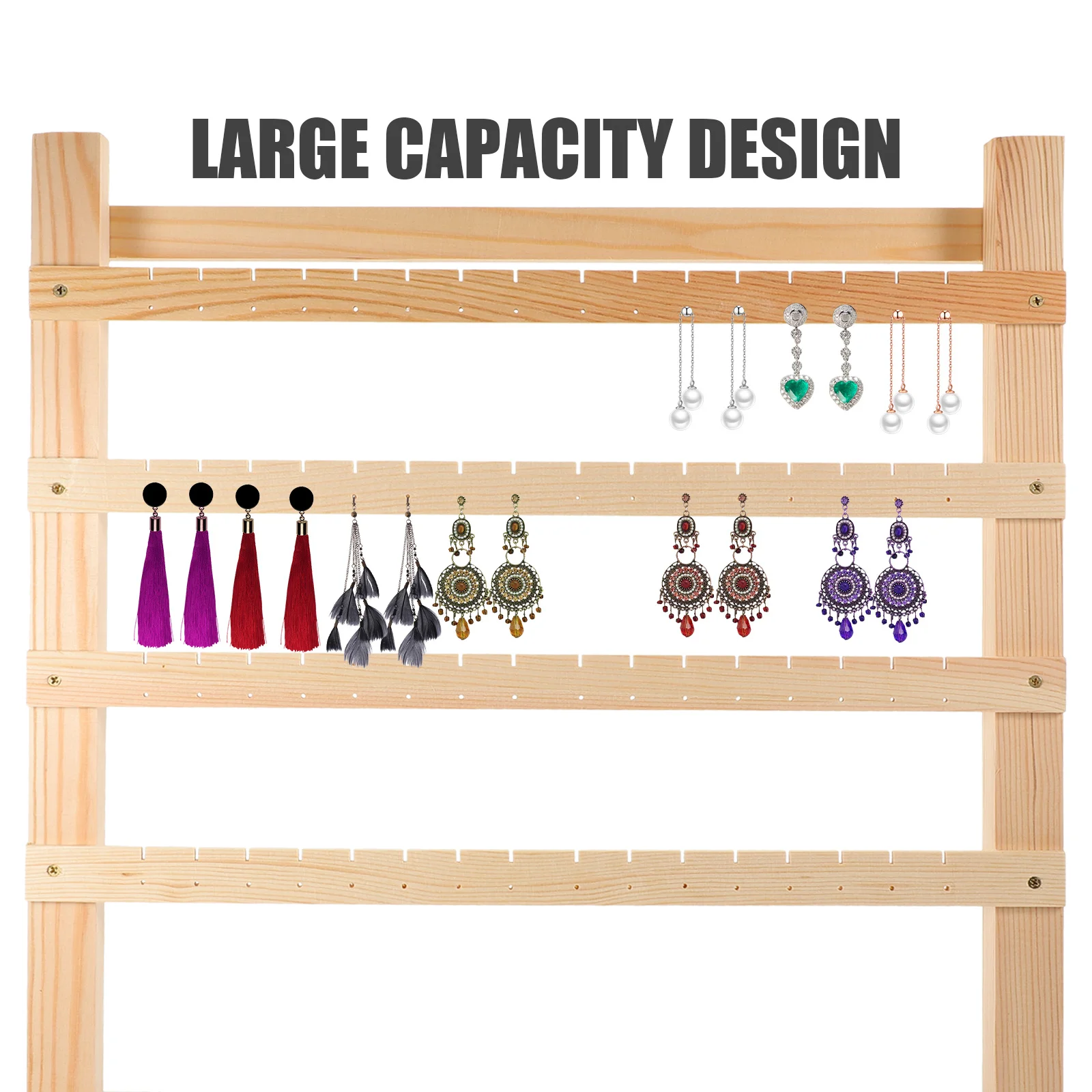 

Wall Mounted Jewelry Organizer Wooden Earring Holder Display Rack Ear Studs Jewelry Storage Organizer Home Decoration