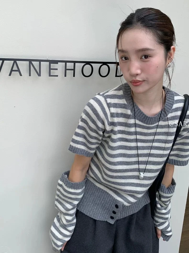 انفصال كم محبوك سترة المرأة المحاصيل متماسكة الخريف Argyle مزدوجة الصدر التلابيب الخامس الرقبة شيك اجتماع الأعمال جميلة #2