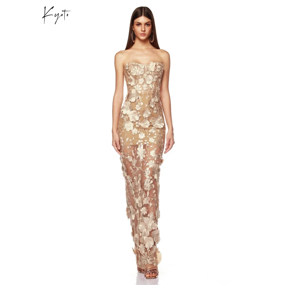 

Kyoto Customized Elegant Strapless Wedding Dress Sleeveless Mermaid Zip Back vestidos de noiva Floor-Length Evening Dress 2026