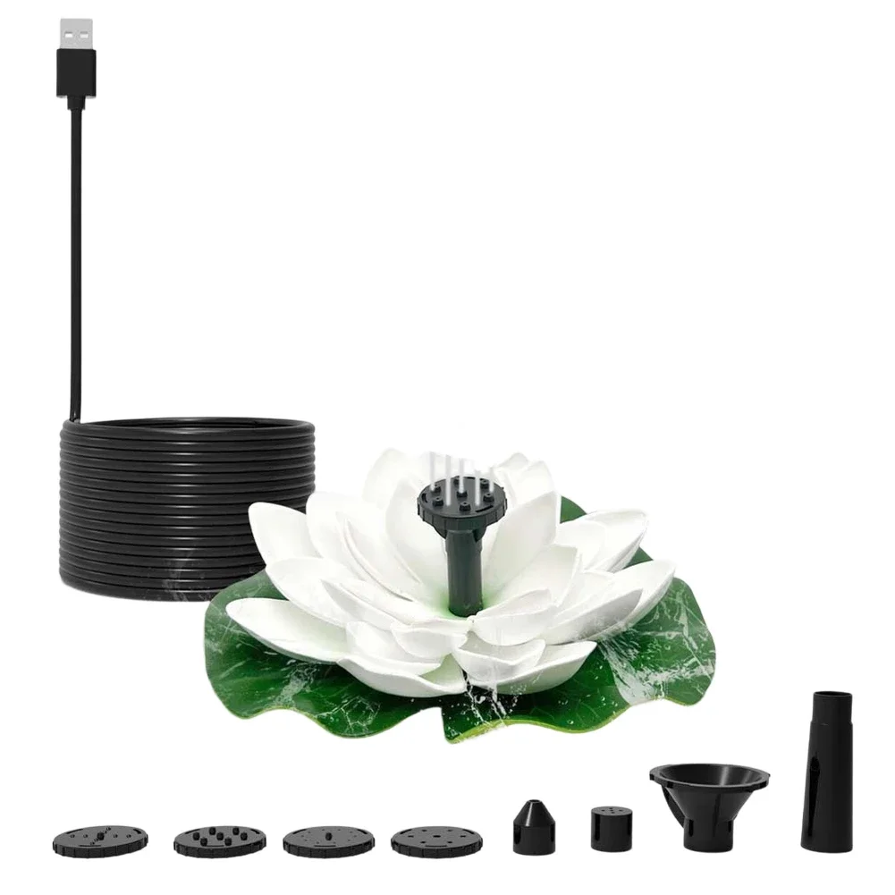 Lotus Shaped USB Fountain Pump for Outdoor Pond Bird Bath Decoration Includes 1 Set with Accessories Ready to Use