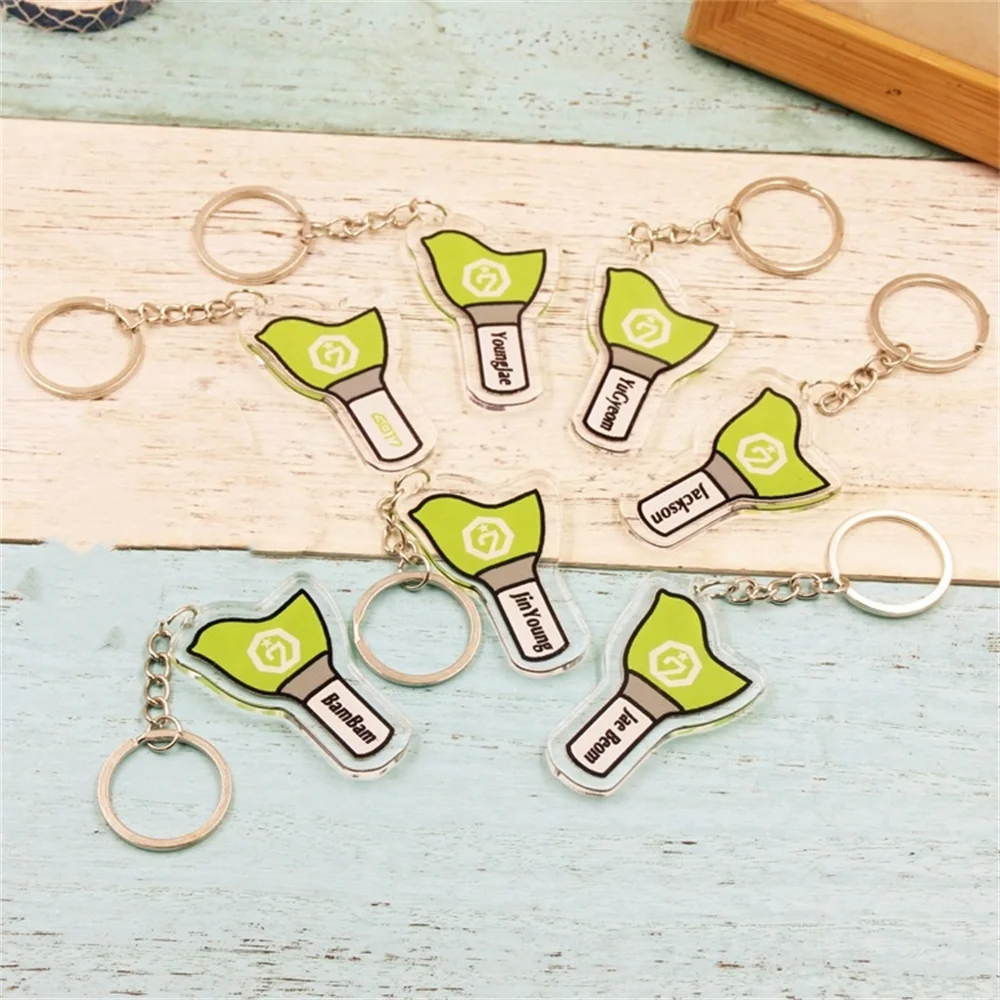 Kpop GOT7 Keychain 4CM Acrylic Bird Lightstick Pendant Backpack Accessories Key Ring Charm JinYoung Jackson Fans Collection Gift