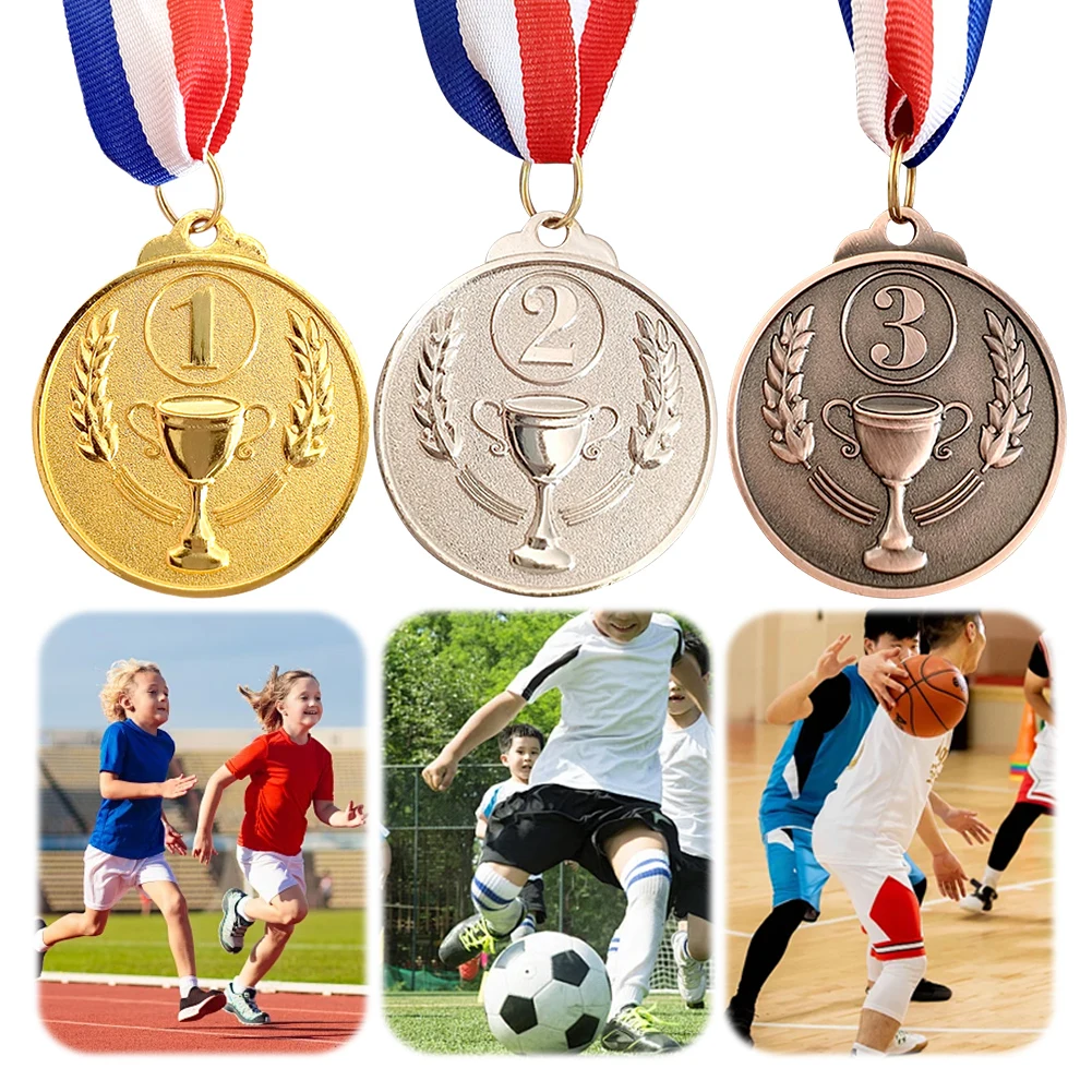 

Gold Silver Bronze Medal Football Competition Game Prizes Trophy Children Sports Game Prize Awards for Sports Competition Games