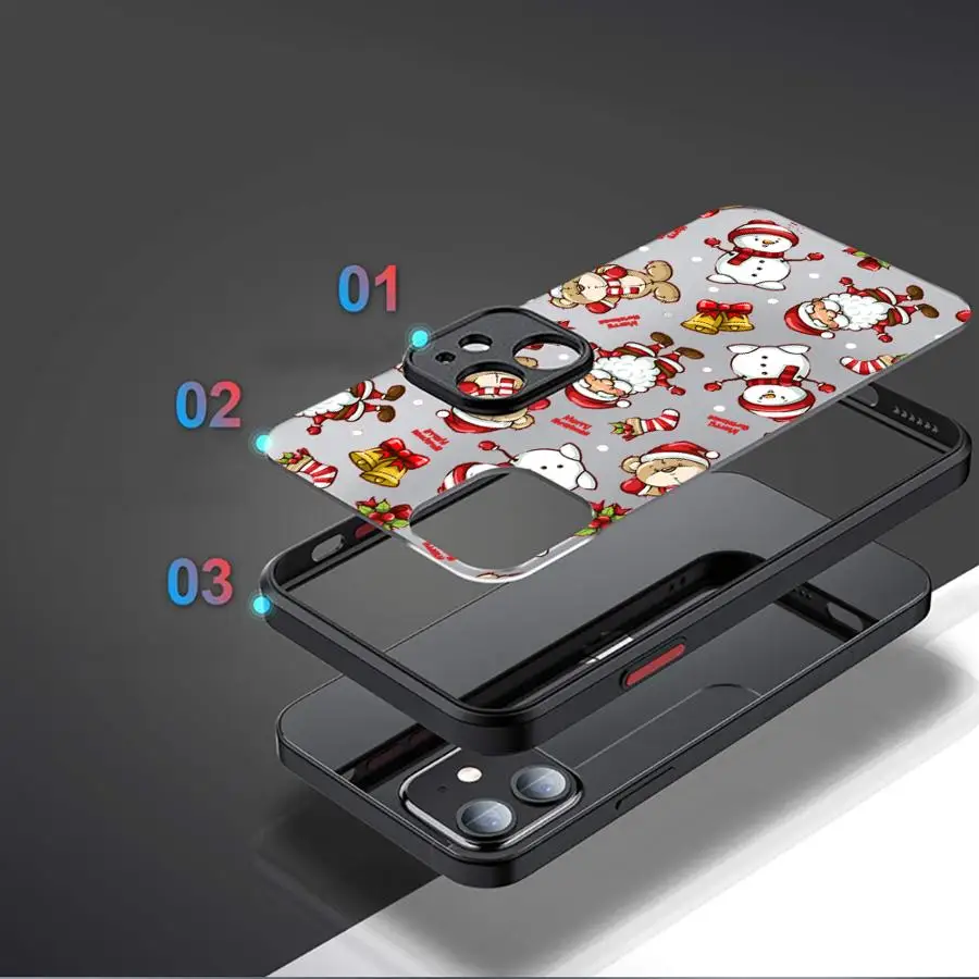Etui na iPhone 12 16 Pro Max 14 XS 7 8 15 Plus 13 Mini 16e 17 Air 11, tylna obudowa na telefon, kreskówka, Boże Narodzenie, Święty Mikołaj