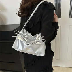 Bolso de hombro de alta calidad para mujer, bandoleras clásicas con lazo, de cuero PU, estilo europeo y americano