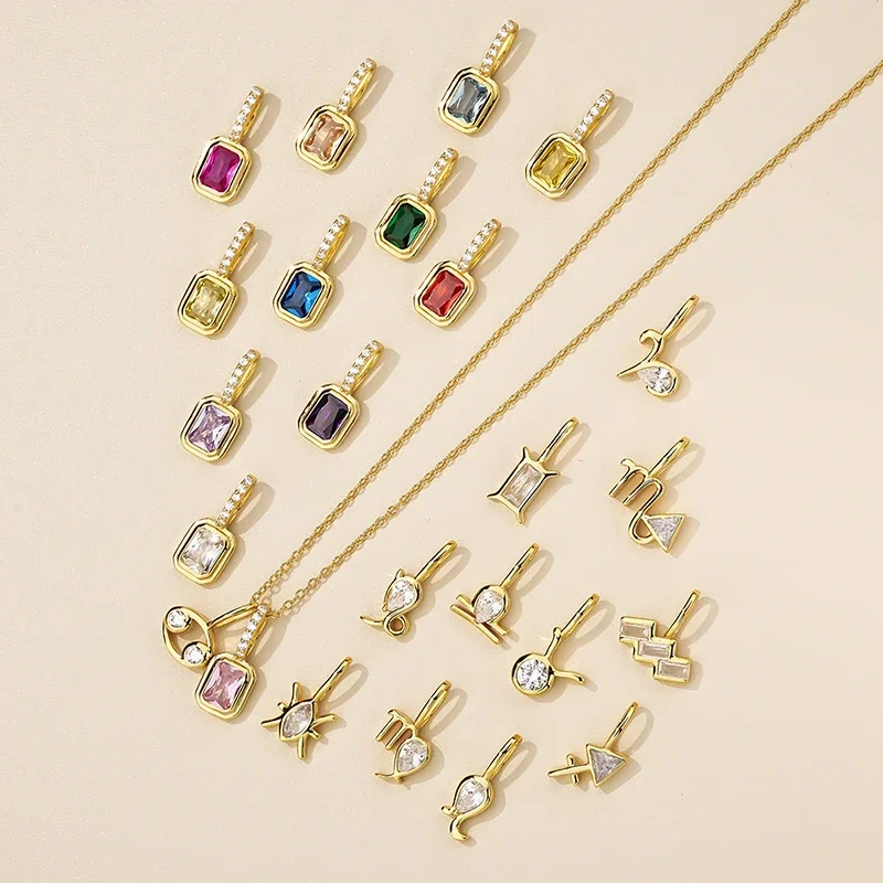 

SOFTPIG Real 925 Sterling Silver Colorful Zircon Geometric Pendant Necklaces for Women Fine Jewelry Light Luxury Accessories