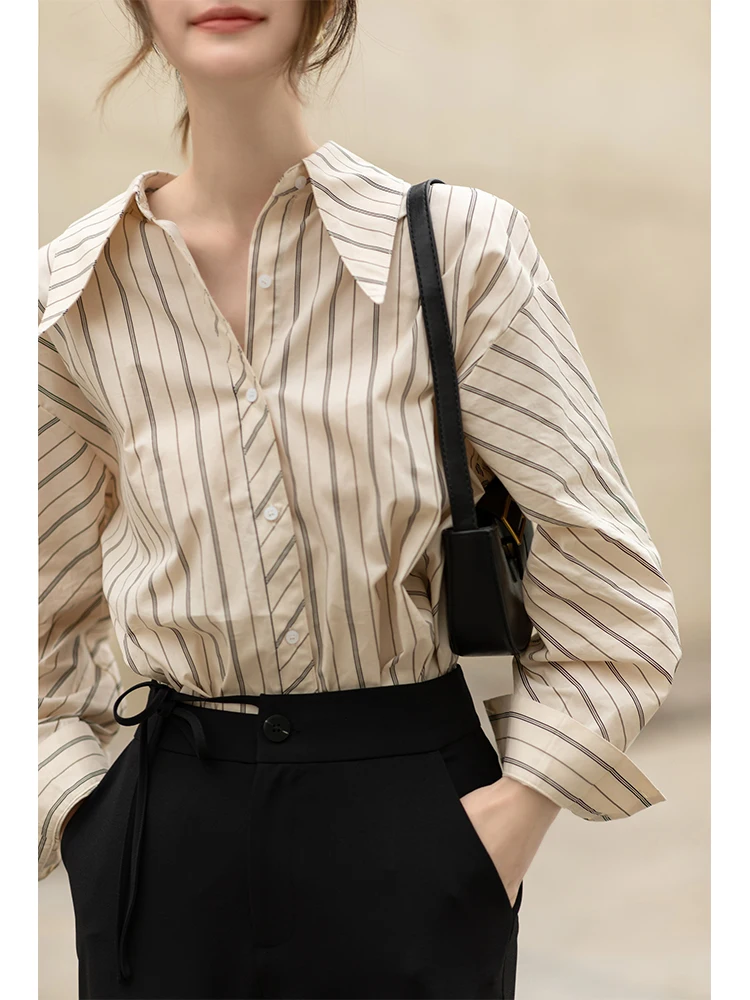 MISHOW Striped Shirts For Women Spring Casual Loose Shirt Office Lady Long Sleeve Blouse Female Clothing MXB11C0180