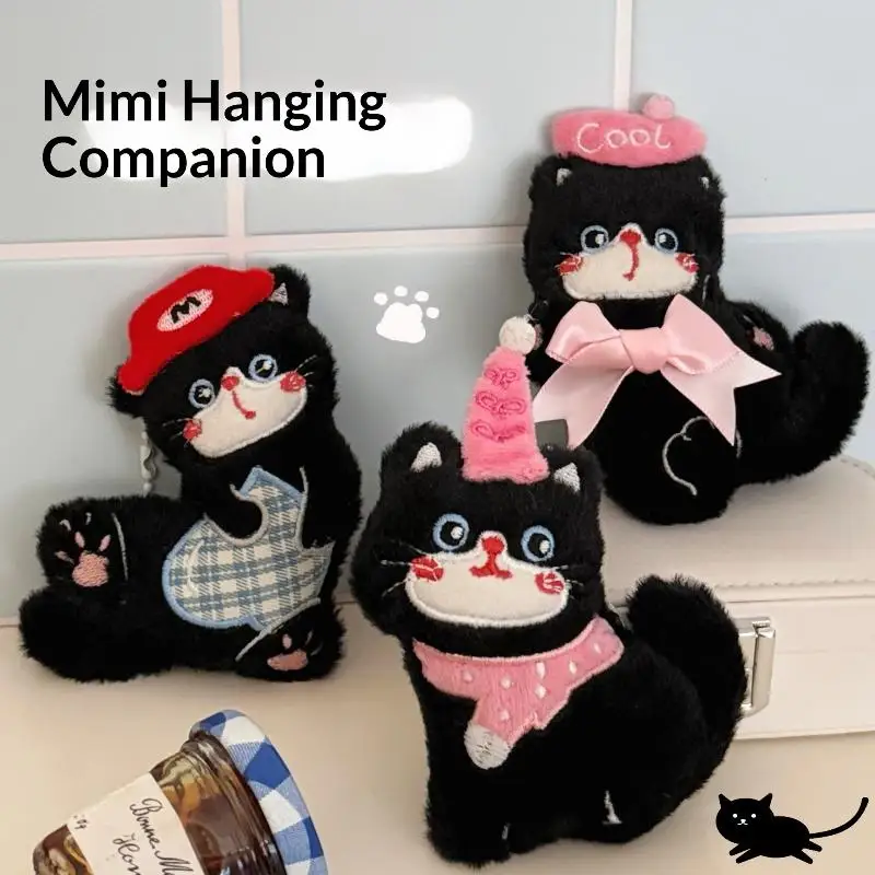 1 pièce Porte-clés en peluche chat siamois avec nœud Kawaii, pendentif chaton mignon pour décoration de sac à dos, accessoires animaux, cadeau