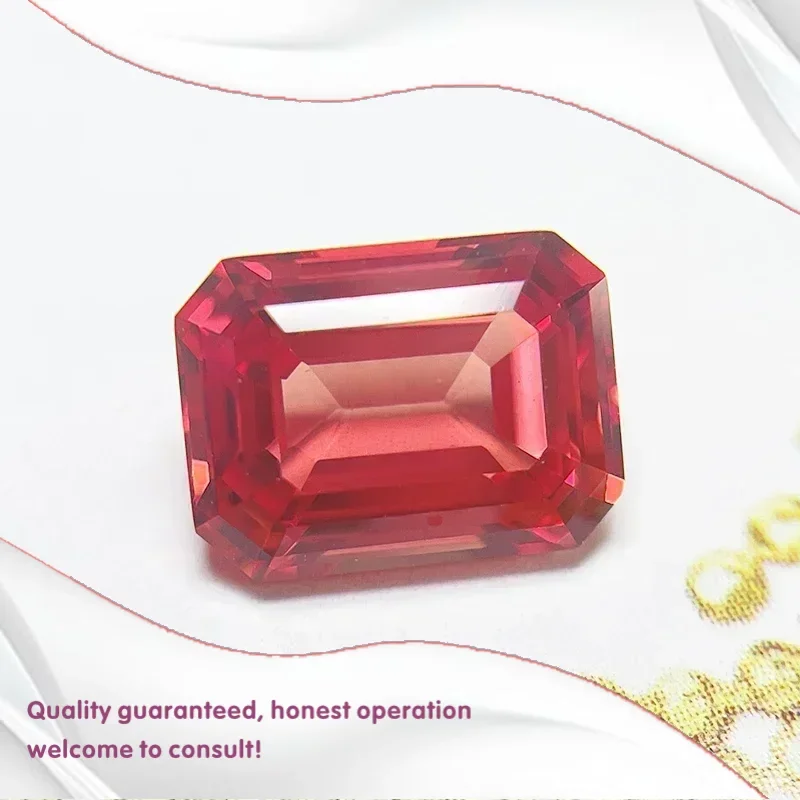 

J-Top Lab выращенный сапфир закат красный цвет изумрудная огранка VVS1 подвески из драгоценных камней DIY материалы для изготовления ювелирных изделий на выбор Certifica