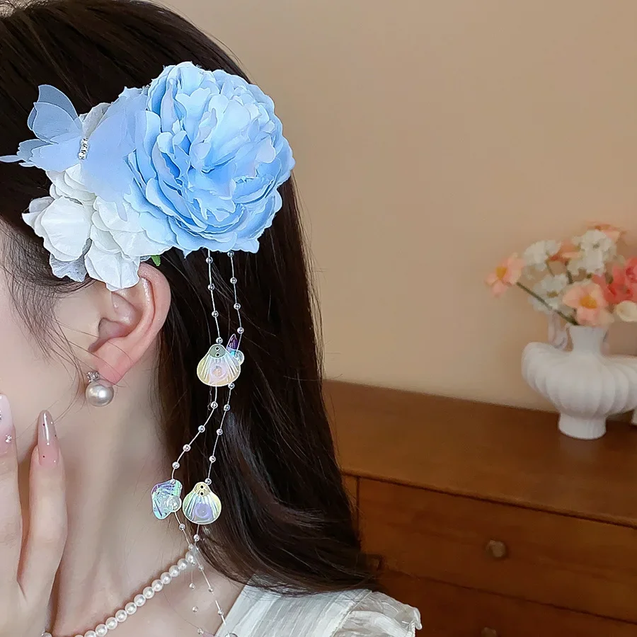 Vielseitige Romantische Künstliche Blumen-Haarspangen für Frauen, Frische Süße Blumencluster-Quasten-Haarklammern für Urlaub, Reisen und Fotoshootings M – Detail 21