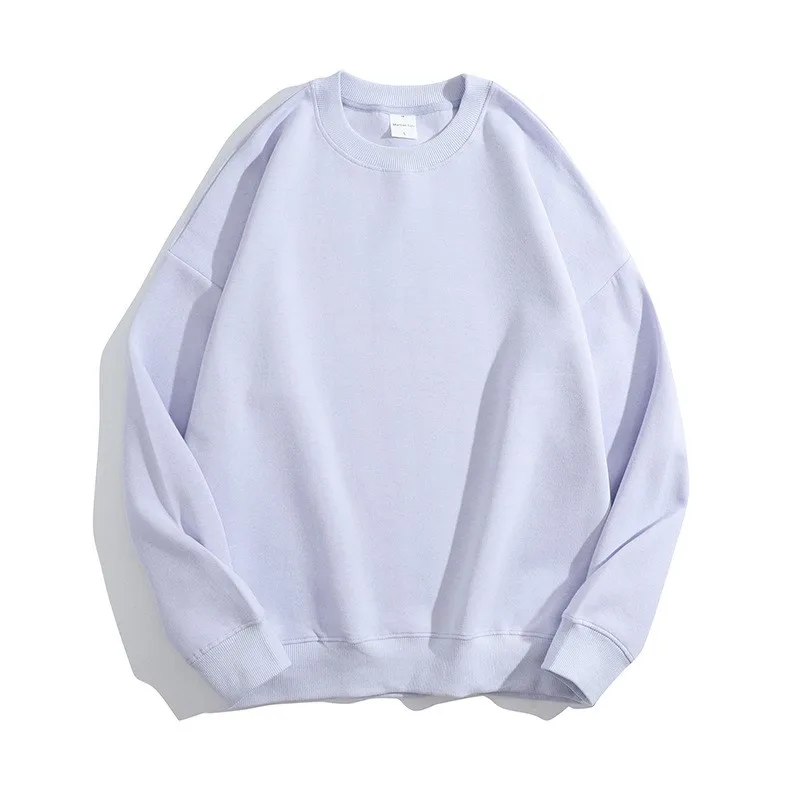 36 color High quality healthy cotton solid color round neck off shoulder sweater for men and women, oversize off shoulder loose