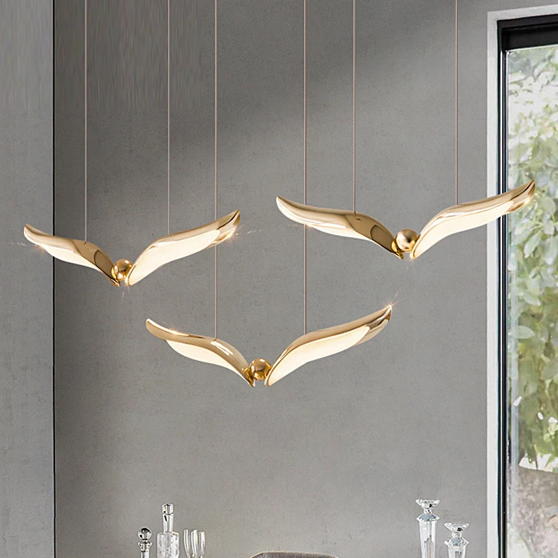 New restaurant led chandelier designer creative bar simple modern personality art dining table lamp homestay chandelier Seagull