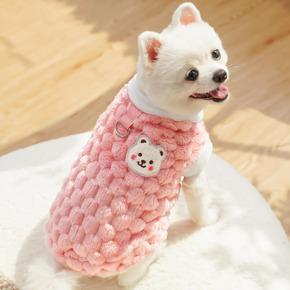 

Plush Cat Puppy Button Jacket with Buckle Warm Winter Pet Clothes Cartoon Bear Print Kitten Coat Sphynx Clothing Ropa Para Gato