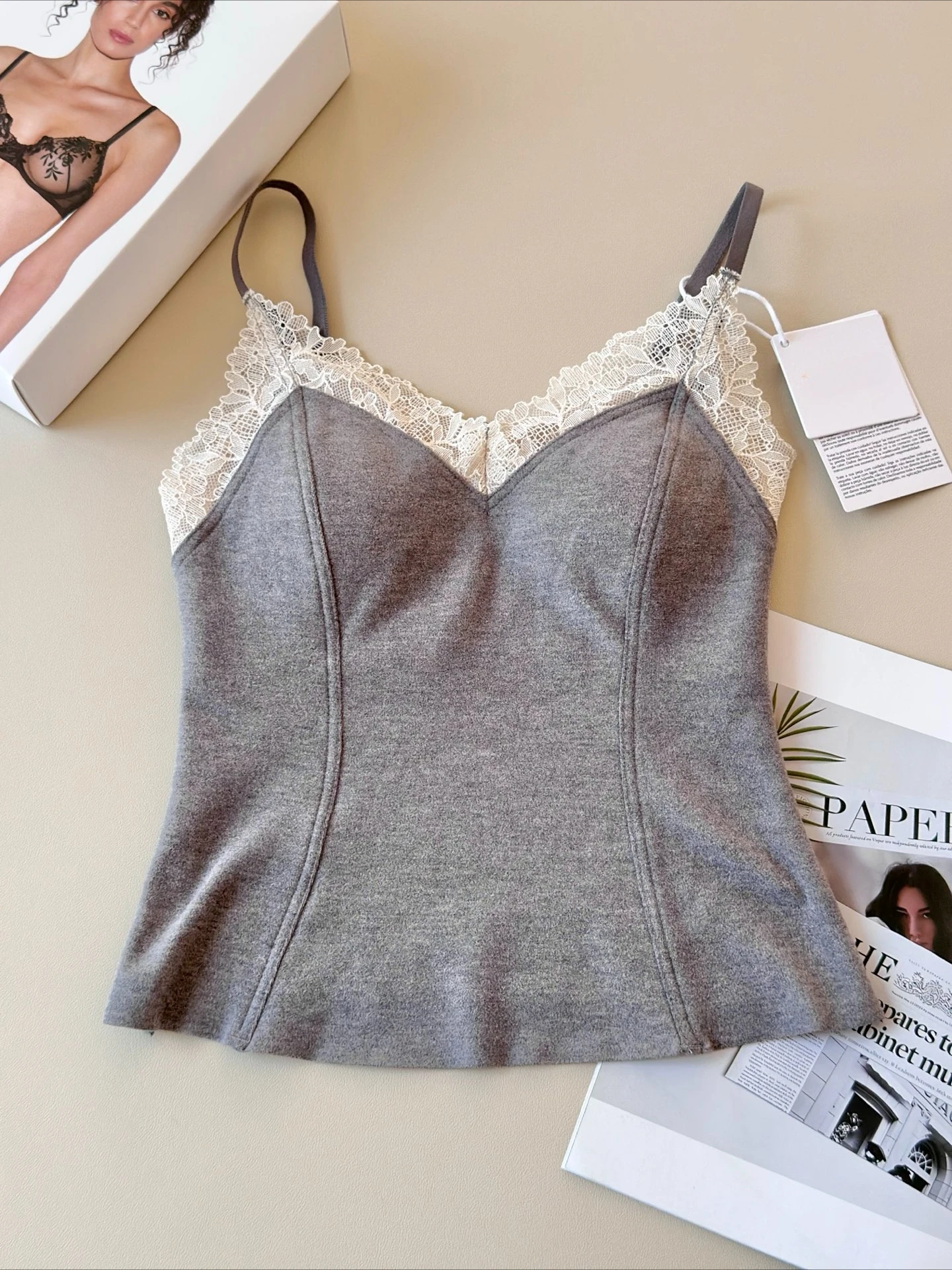 Intieme kledingvest voor dames, herfst/winter, geborsteld, dik, sexy kleurblokken, drie-in-één ontwerp met mooie rug