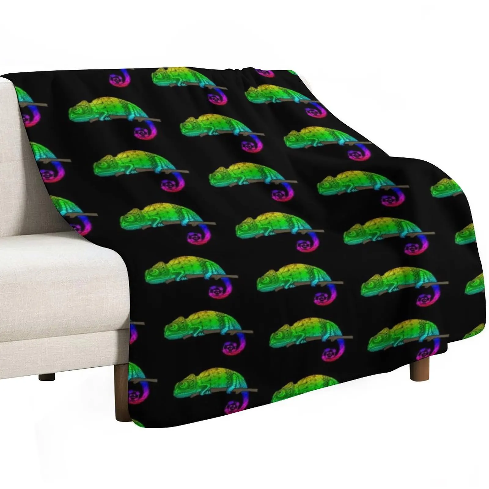 Rainbow Chameleon Throw Blanket All Weather Soft Throw Blanket for Sofa