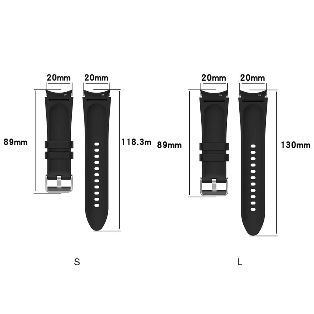 20mm pulseira de relógio de prata fivela pulseira de silicone para samsung galaxy watch5 pulseira pulseira smartwatch acessórios