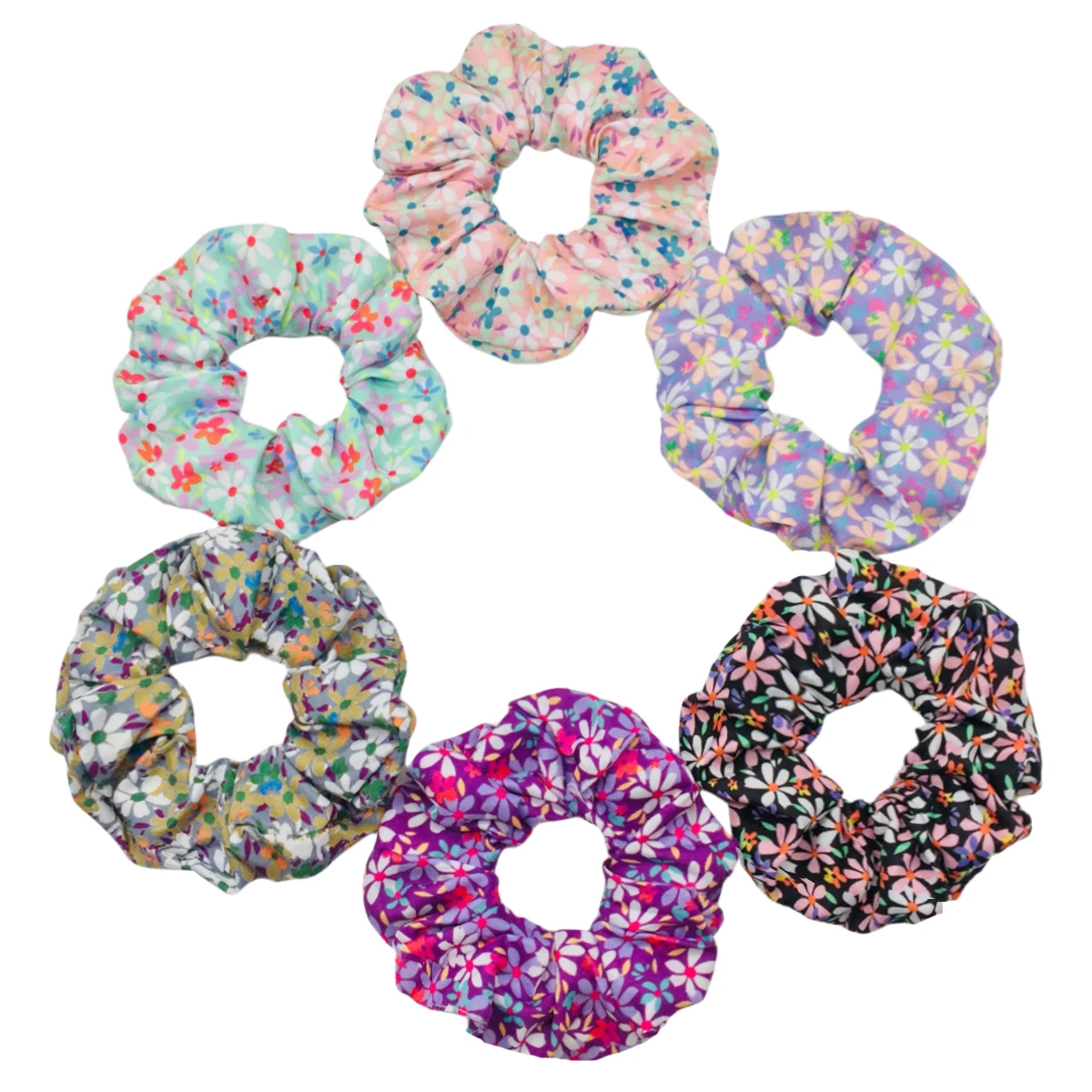 6pcs/lot Hair Scrunchies Bands Scrunchy Ties Ropes Ponytail Holder for Women Accessories Fabric Headwear Ditsy Floral Sweet Cute