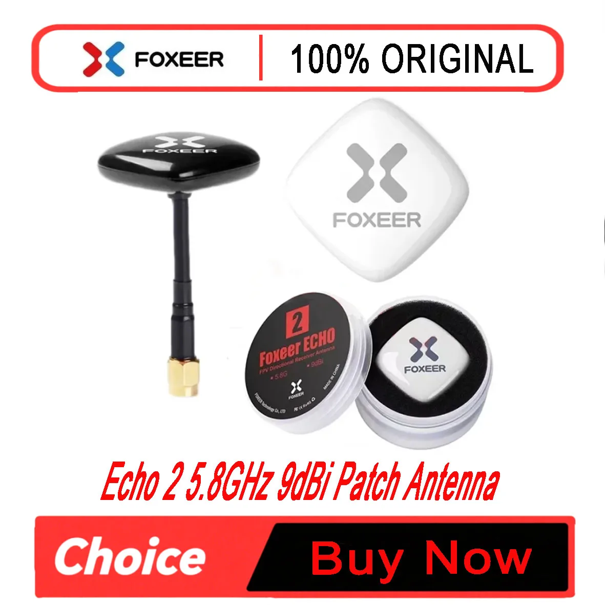 Foxeer Echo V2 2 5.8GHz 9dBi Patch Antenna LHCP RHCP for RC Airplane FPV Racing Freestyle Drones VTX VRX Goggles Monitor