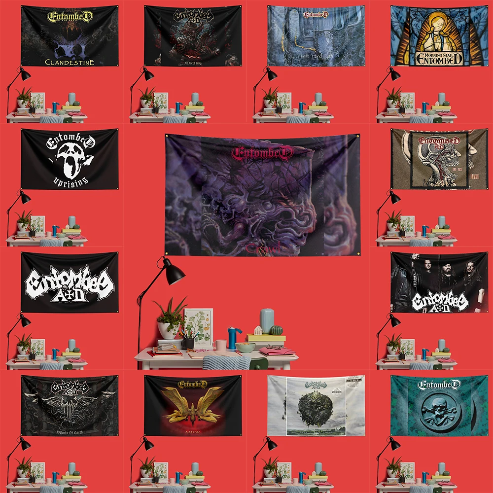 

Entombed Inspired Rock Music Flag 3x5 FT 90x150cm Polyester Decorative Banner Tapestry For Music Fans Bedroom Wall Decoration