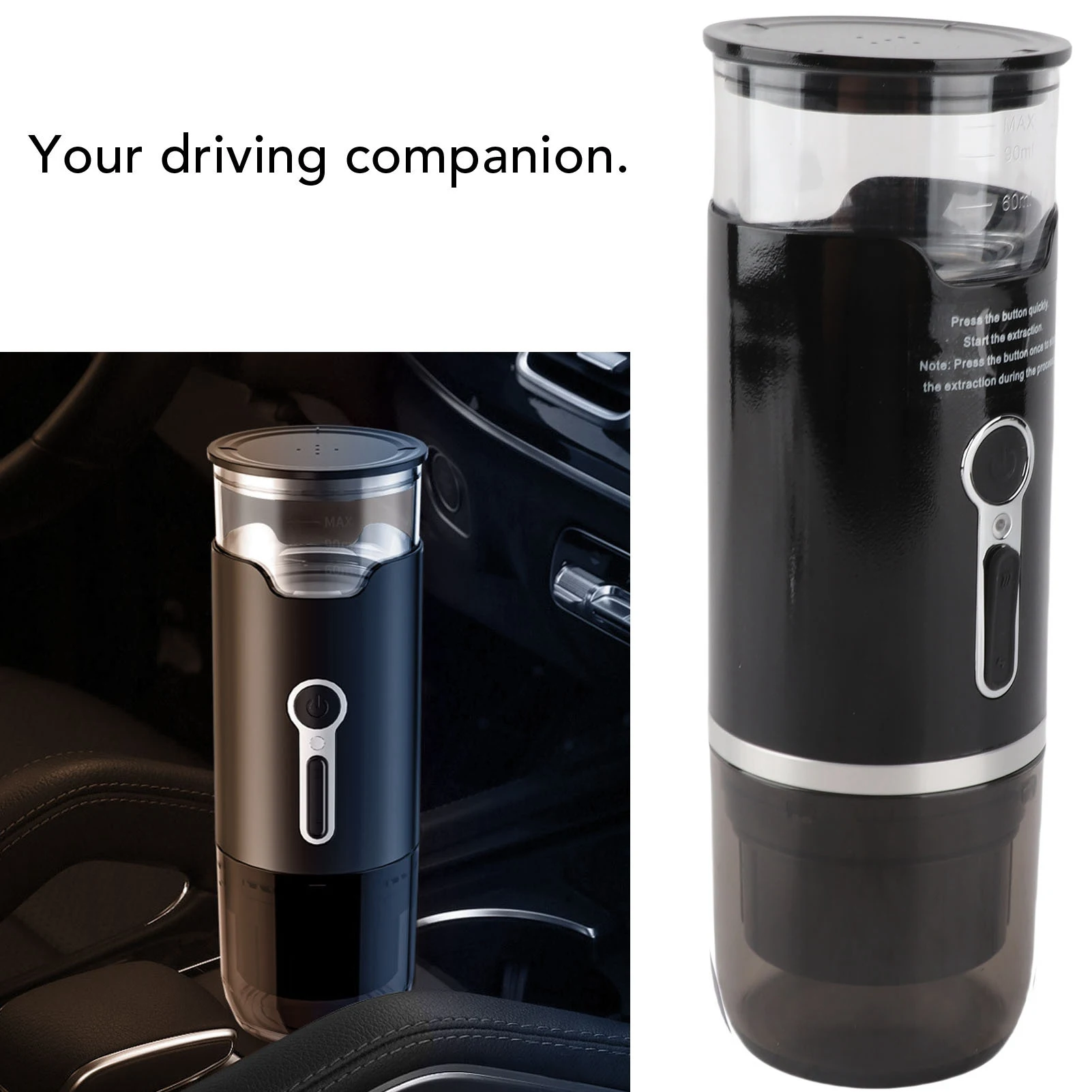 Cordless Portable Coffee Maker for Camping Hiking Office Use Automatic Heating Machine Compatible with Ground Coffee Capsules