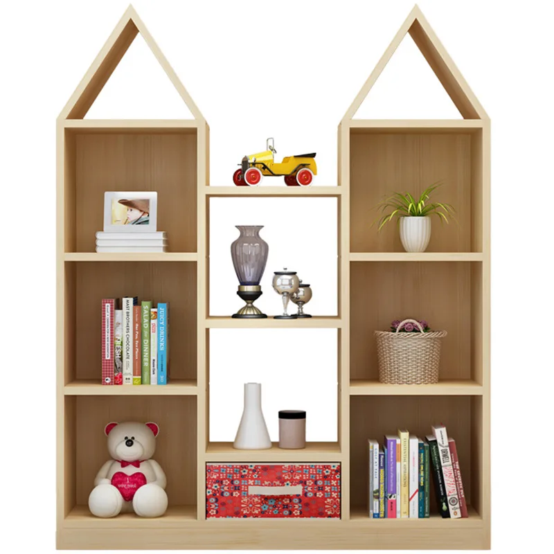 

Children's Solid Wood Bookcase Simple Bookshelf Combination Picture Book Rack Classroom Floor Bookcase Pine Lattice Shelf