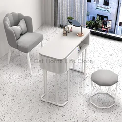 Nordic Cream Style Nail Tables White Japanese Multifunction Storage Nail Tables Glass Manicure Salon Furniture Mesa Uñas FYMT