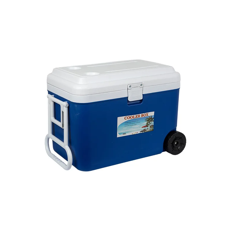 

50L portable camping refrigerator with wheels, tie rod refrigerated fresh-keeping box, sea fishing outdoor car food, incubator