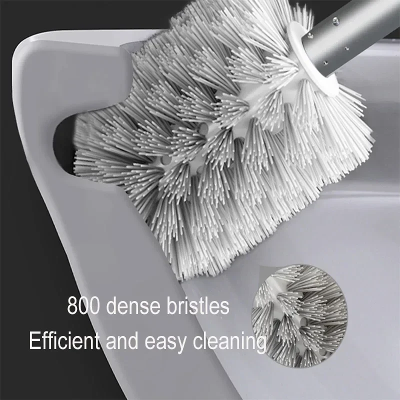 Space Aluminum Toilet Brush No Dead Angle Washing Toilet Brush Wall Hanging Perforation-free Toilet Cleaning Equipment