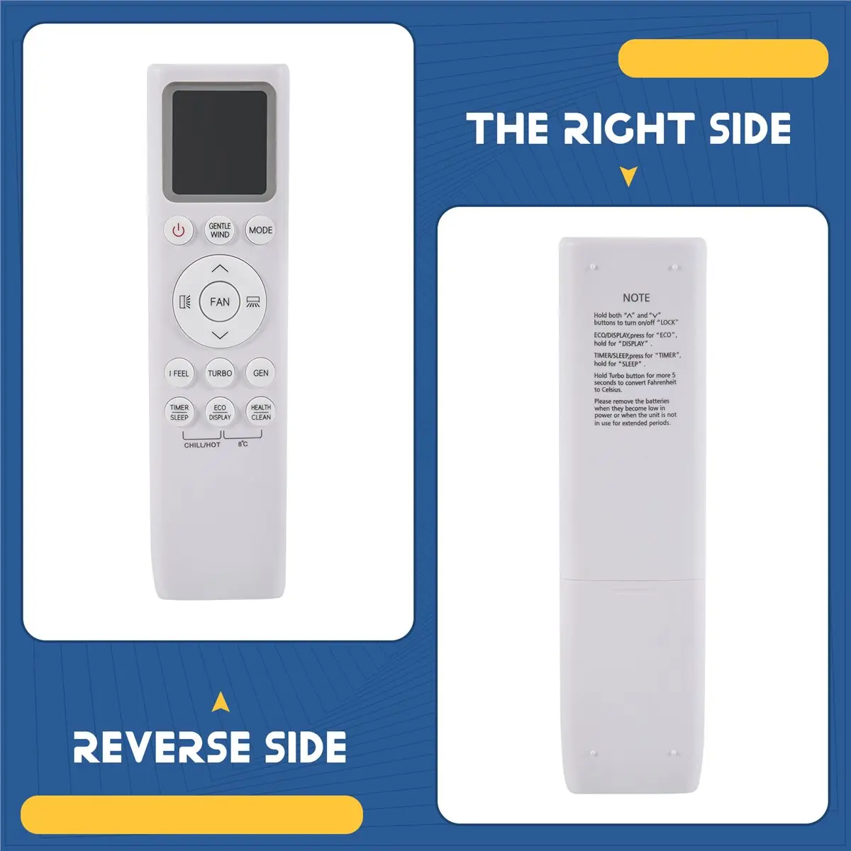Control Remoto para Aire Acondicionado TCL Y23A, con Conversión Fahrenheit/Celsius, Frío/Calor 002383