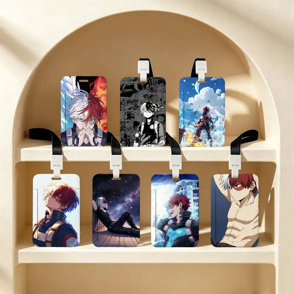 Anime T-Todoroki Shoto Print Card Printed Tag Holder With Detachable Lanyard, Business Employee ID Card Holder