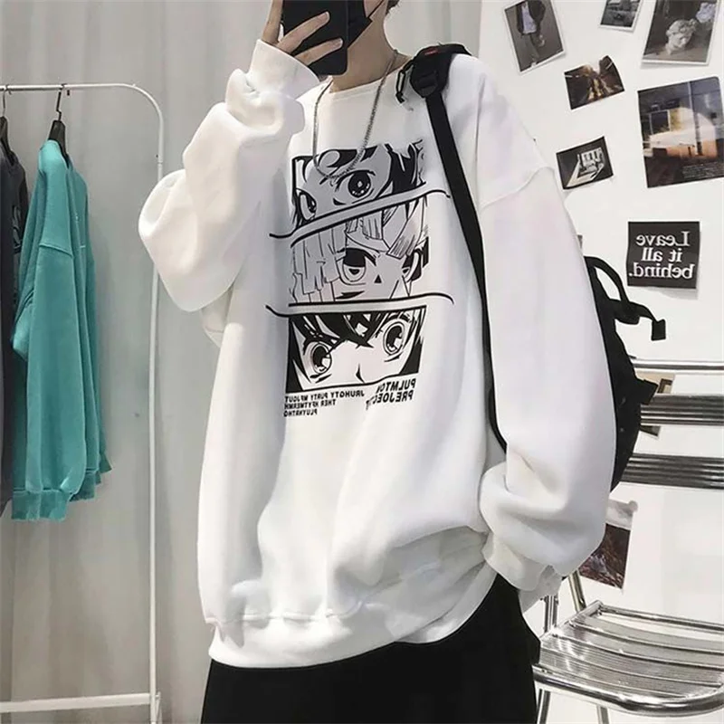 Autumn Men\'s Anime Harajuku Fashion Sweatshirt Casual Loose Long Sleeve Hoodie Male Clothing Couples streetwear Coats Tops